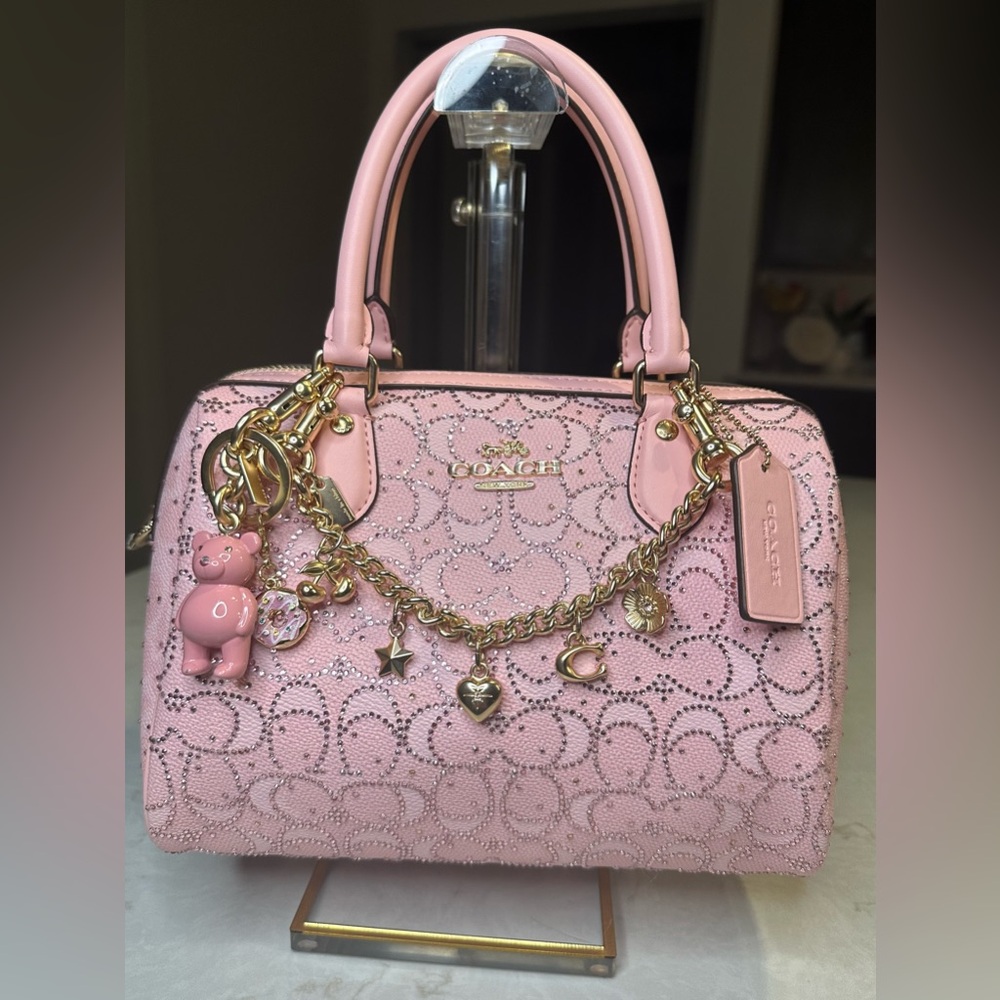 Coach Pink Rowan with Custom Crystal Design added by Crystal